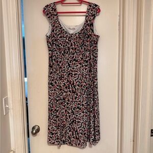 Signature Black and Pink Floral Midi Dress